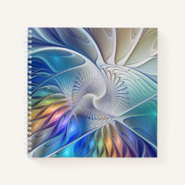 Floral Fantasy, kleurrijke Abstracte fractale bloe Notitieboek