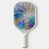 Floral Fantasy, kleurrijke Abstracte fractale bloe Pickleball Paddle (Achterkant)
