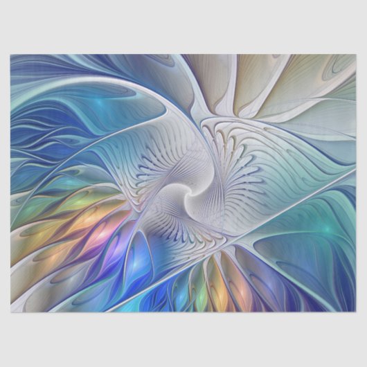 Floral Fantasy, kleurrijke Abstracte fractale bloe Tissuepapier (Voorkant)