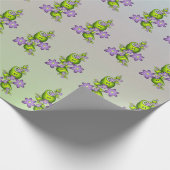 Floral Fantasy Lila Flowers Green Shapes Fractal Cadeaupapier (Hoek)