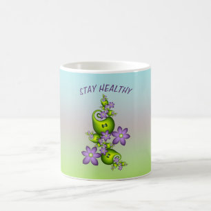 Floral Fantasy Lila Flowers Green Shapes Fractal Koffiemok