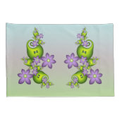 Floral Fantasy Lila Flowers Green Shapes Fractal Kussensloop (Achterkant-Rechts)