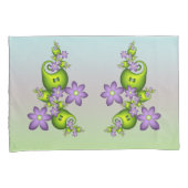 Floral Fantasy Lila Flowers Green Shapes Fractal Kussensloop (Voorkant-Rechts)
