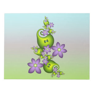 Floral Fantasy Lila Flowers Green Shapes Fractal Notitieblok