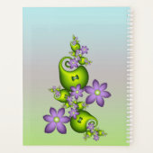Floral Fantasy Lila Green Flowers Fractal Name Planner (Achterkant)