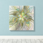 Floral Fantasy Modern Fractal Art Flower met Gold Canvas Afdruk (Insitu (Houten vloer))
