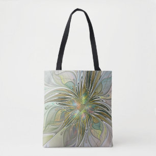 Floral Fantasy Modern Fractal Art Flower met Gold Draagtas