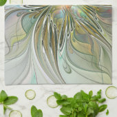 Floral Fantasy Modern Fractal Art Flower met Gold Theedoek (Gevouwen)