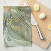 Floral Fantasy Modern Fractal Art Flower met Gold Theedoek (Quarter Fold)