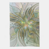 Floral Fantasy Modern Fractal Art Flower met Gold Theedoek (Verticaal)