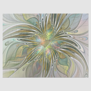Floral Fantasy Modern Fractal Art Flower met Gold Tissuepapier