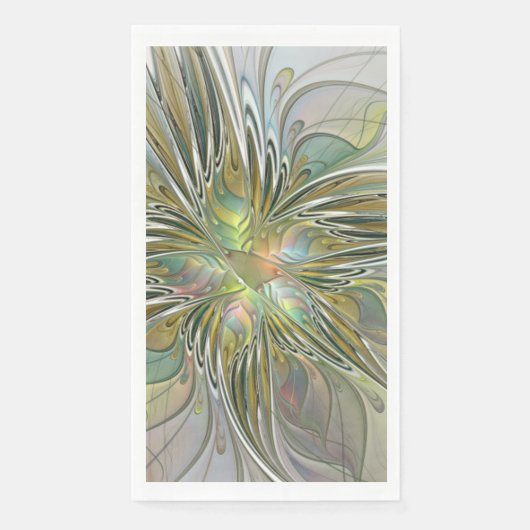 Floral Fantasy Modern Fractal Art Flower With Gold Servet (Voorkant)