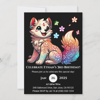 Floral Fantasy Pup Verjaardag Uitnodiging