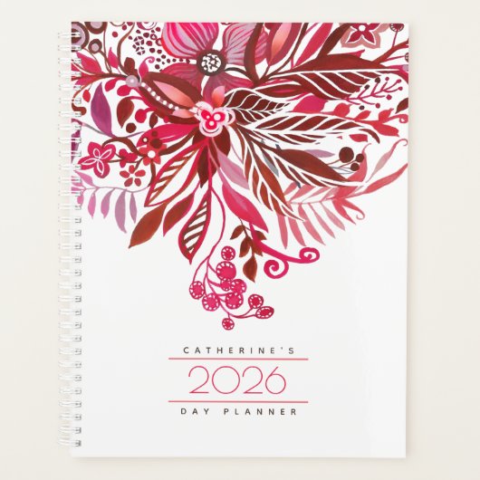 Floral Fantasy Red Daily Agenda 2026 (Devant)