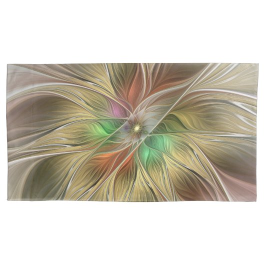 Floral Fantasy With Gold Modern Abstract Fractal Kussensloop (Voorkant)