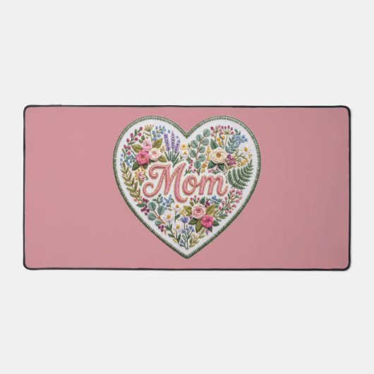 Floral Faux Embroidery Heart Mom (Recto)