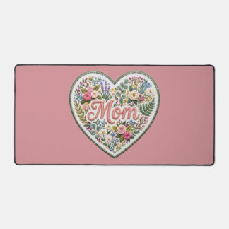 Floral Faux Embroidery Heart Mom Bureaumat