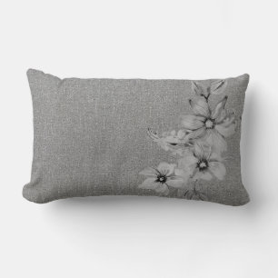 Floral Faux Linnen textuur grijs monochromatisch Kussen