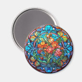 Floral Faux Stained-Glass Magneet (Voorkant / Achterkant)