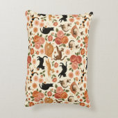 Floral Felines: Cozy Cats & Blooms Pattern Accent Kussen (Achterkant (Verticaal))