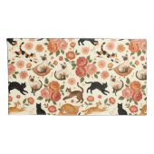 Floral Felines: Cozy Cats & Blooms Pattern Kussensloop (Achterkant-Rechts)