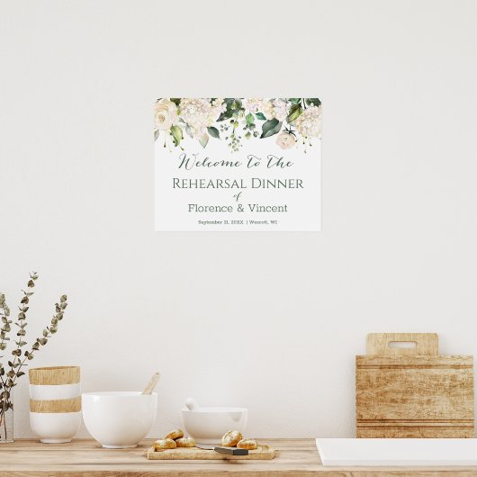 Floral, feuillage Répétition Dîner Affiche de bien (Cuisine)