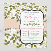 Floral Feuille 50ème 40ème anniversaire Invitation (Devant / Derrière)