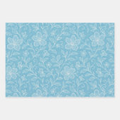 Floral Feuille Art Motif Sur Turquoise Bleu Jaune (Devant 3)