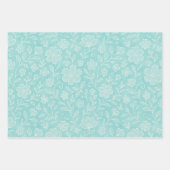 Floral Feuille Art Motif Sur Turquoise Bleu Jaune (Devant)