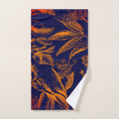 Floral Feuille Orange de la marine moderne (Serviette à main)