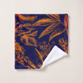 Floral Feuille Orange de la marine moderne (Gant de toilette)