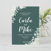 Floral Feuille Verte Tout en un mariage Invitation (Debout devant)