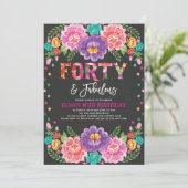 Floral Fiesta 40th Birthday & Fabulous Woman Kaart (Staand voorkant)