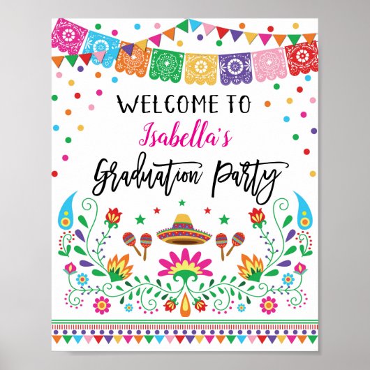 Floral Fiesta Graduation Party Affiche de bienvenu (Devant)