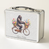 Floral Fiets Gorilla Metalen Lunchbox (Achterkant)
