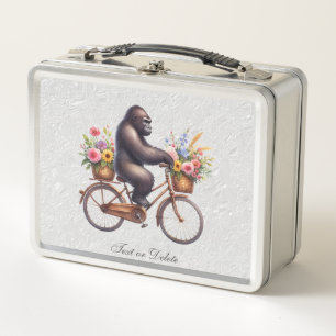 Floral Fiets Gorilla Metalen Lunchbox