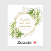Floral First Communion Gold White Lilies Geometric Sticker (Vel)
