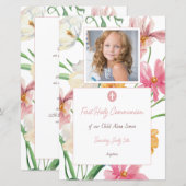 Floral First Holy Communion Menu photo (Devant / Derrière)
