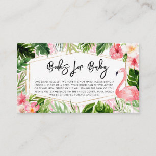 Floral Flamingo Baby shower Books for Baby Visitekaartje