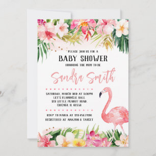 Floral Flamingo Baby shower Kaart