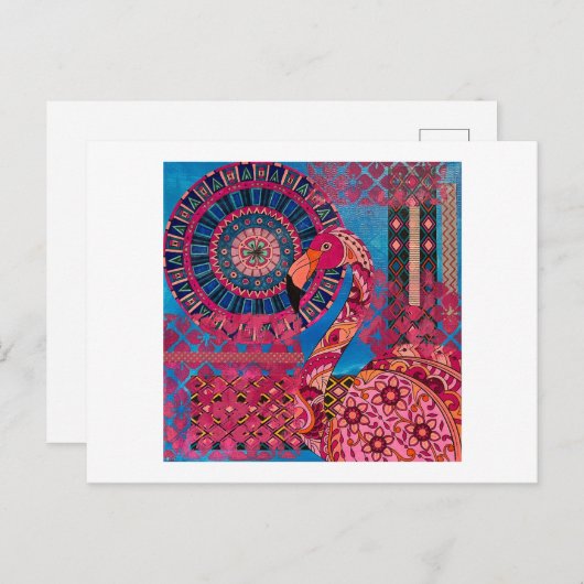 Floral Flamingo Briefkaart (Voorkant / Achterkant)