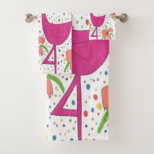 Floral Flamingo Fiesta Bath Towel Set Bad Handdoek (Insitu)