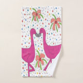 Floral Flamingo Fiesta Bath Towel Set Bad Handdoek (Handdoek)