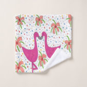 Floral Flamingo Fiesta Bath Towel Set Bad Handdoek (Wasdoekje)