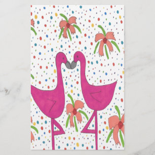 Floral Flamingo Fiesta Briefpapier