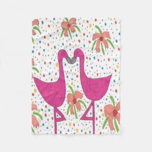 Floral Flamingo Fiesta Fleece Deken