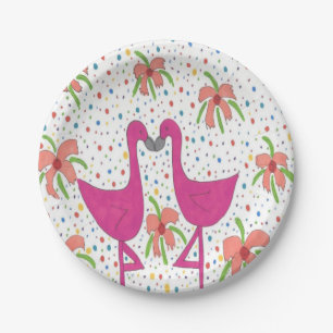 Floral Flamingo Fiesta Papieren Bordje