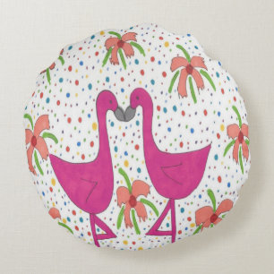 Floral Flamingo Fiesta Rond Kussen