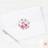 Floral Flamingo Fiesta Ronde Sticker (Envelop)