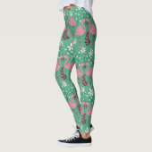 Floral flamingo naadloos roze groen patroon leggings (Links)